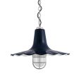 16" Seaside Nautical LED, 705-Navy, Mounting in 975-Galvanized, CGG-Standard Cast Guard, FST-Frosted Glass, CSB-Black Cloth Cord