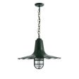 16" Seaside Nautical LED, 300-Dark Green, CGG-Standard Cast Guard, RIB-Ribbed Glass, CSGW-Gold & White Cloth Cord