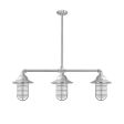 Alliance 3-Light Chandelier, 975-Galvanized, Flared Shade, CGG-Standard Cast Guard, FST-Frosted Glass