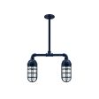 Merger LED 2-Light Chandelier, 705-Navy, Topless Shade, CGG-Standard Cast Guard, CLR-Clear Glass