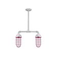 Merger LED 2-Light Chandelier, 975-Galvanized, WGG-Wire Guard, 390-Magenta, RIB-Ribbed Glass