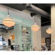 Primary Schoolhouse Pendant, Large Opaque Glass, 975-Galvanized, Triple Painted Band, 390-Teal, Standard Black Cord | Photo Courtesy of Livingston's Soda Fountain