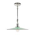 15" Conoco Stem & Loop, 355-Jadite, NS-Nickel with No Switch, Black Cotton Twist Cord, Nostalgic Edison-Style 1910 Era 60 Watt Light Bulb
