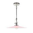 15" Conoco Stem & Loop, 480-Blush Pink, NK-Nickel with Knob Switch, Black Cotton Twist Cord, Nostalgic Edison-Style 1910 Era 60 Watt Light Bulb
