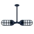 Industrial Loft LED Double Pendant, 705-Navy, CGG-Standard Cast Guard, CLR-Clear Glass