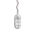 Industrial Guard LED Chain Hung Pendant Light, 975-Galvanized, TGG-Heavy Duty Cast Guard, FST-Frosted Glass, CSBP-Black & Pink Cloth Cord