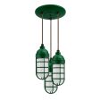 Atomic Topless LED Multi-Light Chandelier, 307-Emerald Green, CGG-Standard Cast Guard, FST-Frosted Glass, CSBB-Black & Brown Cloth Cord