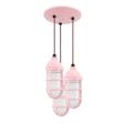 Atomic Topless Multi-Light Chandelier, 480-Blush Pink, TGG-Heavy Duty Cast Guard, FST-Frosted Glass, CSBP-Black & Pink Cloth Cord