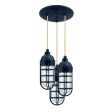 Atomic Topless Multi-Light Chandelier, 705-Navy, CGG-Standard Cast Guard, CLR-Clear Glass, CSGW-Gold & White Cloth Cord