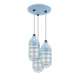 Atomic Topless LED Multi-Light Chandelier, 715-Delphite, CGG-Standard Cast Guard, RIB-Ribbed Glass, CMG-Grey Cloth Cord