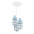 Atomic Topless LED Multi-Light Chandelier, 715-Delphite, CGG-Standard Cast Guard, RIB-Ribbed Glass, CMG-Grey Cloth Cord, Canopy in 200-White