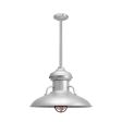 16" Laramie Nautical LED, 975-Galvanized, CGG-Standard Cast Guard, 400-Barn Red, RIB-Ribbed Glass