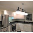 Primary Schoolhouse 3-Light Chandelier, Small Opaque Glass, 106-Matte Black, 18" Arms, 12" Stem, Double Painted Bands, 100-Black | Photo Courtesy of Homeowner