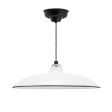 16" Sinclair LED, 250-Porcelain White, CSBW-Black & White Cloth Cord, Ceiling Canopy in 150-Black