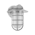 Industrial Static Sconce, 975-Galvanized, Flared Shade, CGG-Standard Cast Guard, FST-Frosted Glass