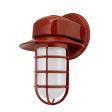 Streamline Industrial Guard Sconce, 400-Barn Red, Flared Shade, CGG-Standard Cast Guard, FST-Frosted Glass
