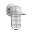 Streamline LED Industrial Guard Sconce, 975-Galvanized, Flared Shade, Dusk to Dawn Photocell, CGG-Standard Cast Guard, FST-Frosted Glass