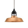 14" Sydney LED, 995-Natural Raw Copper, Guard in 100-Black, CLR-Clear Glass, CSBB-Black & Brown Cloth Cord