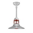 14" Wallaby, 975-Galvanized, Guard in 400-Barn Red, RIB-Ribbed Glass, HSC-Hang Straight Canopy, Mounting in 975-Galvanized