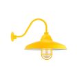14" Bridgeport LED, 500-Buttery Yellow, CGG-Standard Cast Guard, RIB-Ribbed Glass, G11 Gooseneck Arm