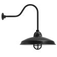 16" Bridgeport LED, 100-Black, TGG-Heavy Duty Cast Guard, FST-Frosted Glass, G24 Gooseneck Arm