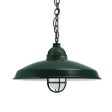16" Bridgeport LED, 300-Dark Green, CGG-Standard Cast Guard, FST-Frosted Glass, CSBB-Black & Brown Cloth Cord