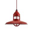 12" Brisbane LED, 400-Barn Red, RIB-Ribbed Glass, Barn Red & Black Swirl Cloth Cord