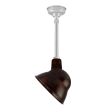 12" Emblem LED, 999-Natural Oil-Rubbed Copper, Mounting in 975-Galvanized, Hang Straight Canopy