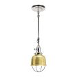 Fargo Stem & Loop Pendant, 997-Natural Raw Brass, Wire Cage, 100-Black, 12" Stem, Black Cotton Twist Cord, NK-Nickel with Knob Switch