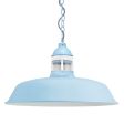 18" Sydney, 715-Delphite, Guard in 200-White, RIB-Ribbed Glass, CSBW-Black & White Cloth Cord