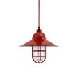 14" Syracuse LED, 400-Barn Red, CGG-Standard Cast Guard, RIB-Ribbed Glass, CSR-Red Cloth Cord