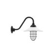 12" Syracuse, 250-Porcelain White, WGG-Wire Guard, 150-Black, FST-Frosted Glass, G26 Gooseneck Arm, 150-Black