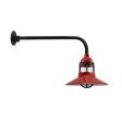 12" Wallaby, 400-Barn Red, Guard in 100-Black, RIB-Ribbed Glass, G8 Gooseneck Arm, 100-Black