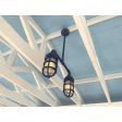 Merger 2-Light Chandelier, 710-Cobalt Blue, 24" Stem, Heavy Duty Canopy, No Shade, Heavy Cast Guard, Ribbed Glass | Customer Submission