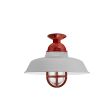 12" Rochester, 800-Industrial Grey, Mounting in 400-Barn Red, TGG-Heavy Duty Cast Guard, RIB-Ribbed Glass