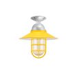 12" Syracuse LED, 500-Buttery Yellow, Mounting in 975-Galvanized, CGG-Standard Cast Guard, RIB-Ribbed Glass