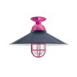 18" Syracuse LED, 705-Navy, Mounting in 490-Magenta, CGG-Standard Cast Guard, RIB-Ribbed Glass