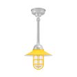 12" Syracuse LED, 500-Buttery Yellow, CGG-Standard Cast Guard, RIB-Ribbed Glass, Hang Straight Canopy, Mounting in 975-Galvanized