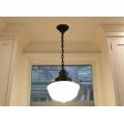 Acorn Chain Hung, Opaque, 615-Oil Rubbed Bronze, Black & Brown Chevron Cloth Cord | Customer Submission