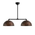 Loma 2-Light LED Chandelier, 16" Shades, 999-Natural Oil-Rubbed Copper, 12" Arms, Mounting in 100-Black
