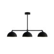 Loma 3-Light Chandelier, 12" Shades, 100-Black, Interior in 997-Natural Raw Brass, Mounting in 100-Black
