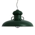 30" Laramie Nautical LED, 300-Dark Green, CGG-Standard Cast Guard, RIB-Ribbed Glass, CSBB-Black & Brown Cloth Cord
