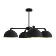 Loma 4-Light Chandelier, 12" Shades, 100-Black, Interior in 997-Natural Raw Brass