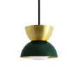 10" Duo, Top in 997-Natural Raw Brass, Bottom in 300-Dark Green, Bottom Interior in 997-Natural Raw Brass, Mounting in 300-Dark Green, Shown with Oval LED Tala Lamp