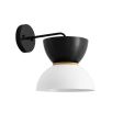 Duo Wall Sconce, Top in 100-Black, Bottom in 200-White, Maple Wood Ring, Mounting in 100-Black