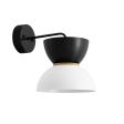 Duo LED Sconce, Top in 100-Black, Bottom in 200-White, Maple Wood Ring, Mounting in 100-Black