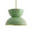 14" Duo LED, 320-Fern Green, Bottom Interior in 997-Natural Raw Brass, Mounting in 997-Natural Raw Brass