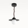 12" Cassidy LED Globe Chain Pendant, 100-Black, Barn Red & Black Swirl Cloth Cord