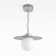 16" Cassidy LED Globe Chain Pendant, 975-Galvanized, Silver Cloth Cord