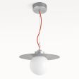 16" Cassidy LED Globe Studio Pendant, 975-Galvanized, Orange Cloth Cord